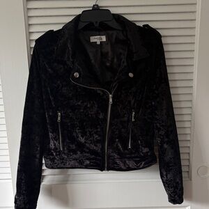 Charlotte Russe Black crushed Velvet moto Jacket